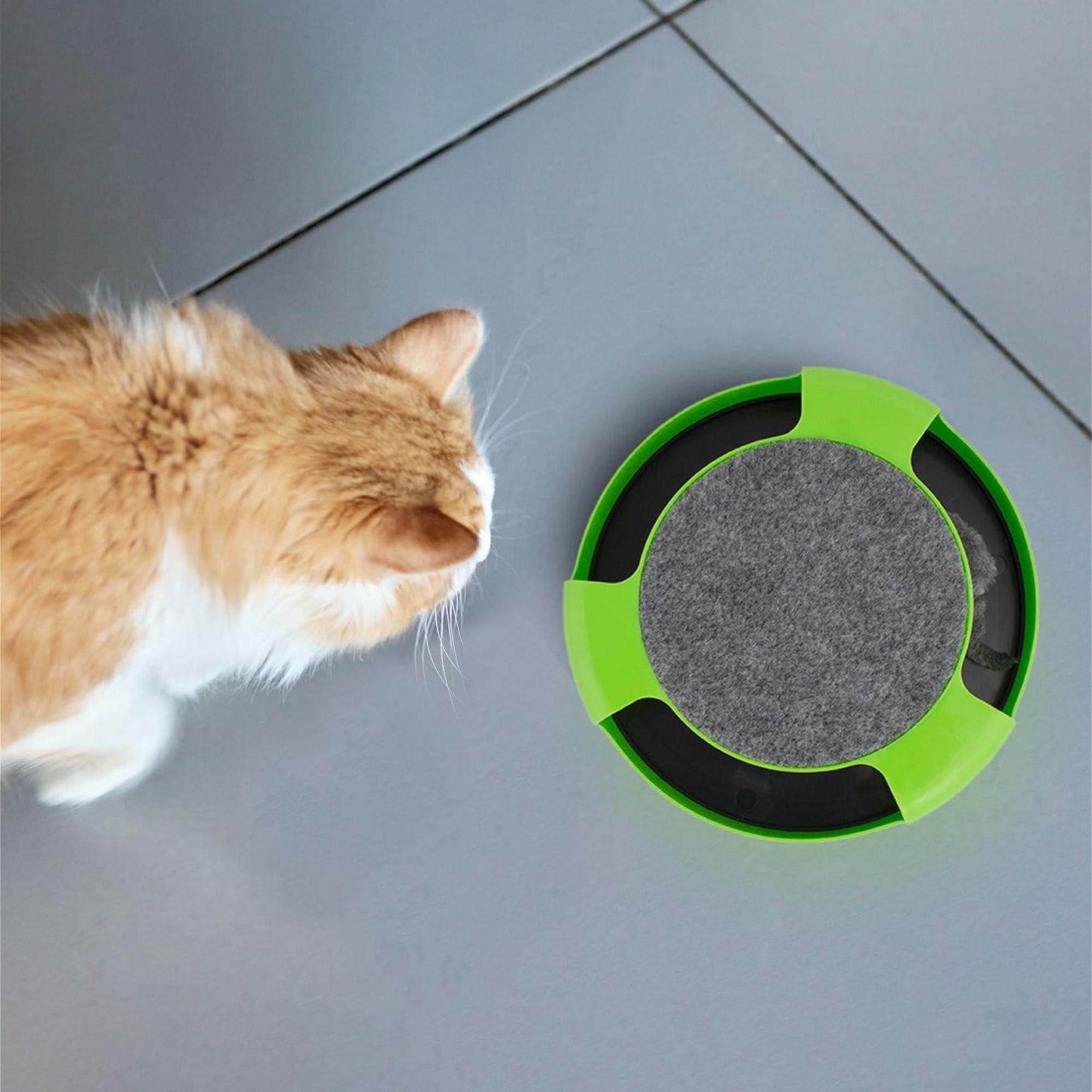 Interactive Cat Toys for Indoor Cats Green Spinning Interactive Cat Toy 0.5 Lb Plastic Interactive Kitten Toys 360 Degrees Moving Cat Toy Mouse with Scratch Pad