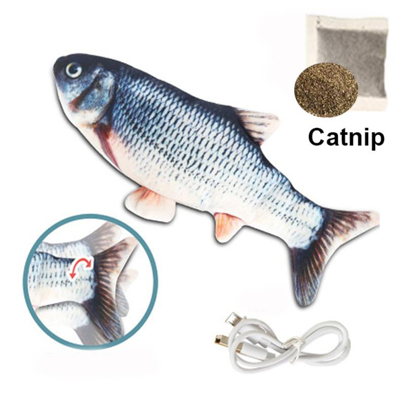 Cat Toys Floppy Wagging Fish Cat Toy Fish USB Electric Charging Simulation Fish Catnip Cat Pet Chew Toys
