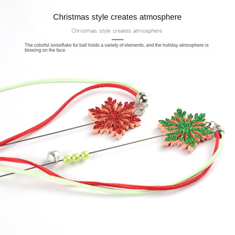 Christmas Hairball Pendant Funny Cat Stick Resistant to grabbing long rod steel wire teasing cat rod cat toy