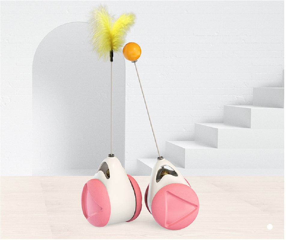 Cat Teaser Toy Feather Toy Cat Tumbler Teasing Ball with Bell Interactive Toy