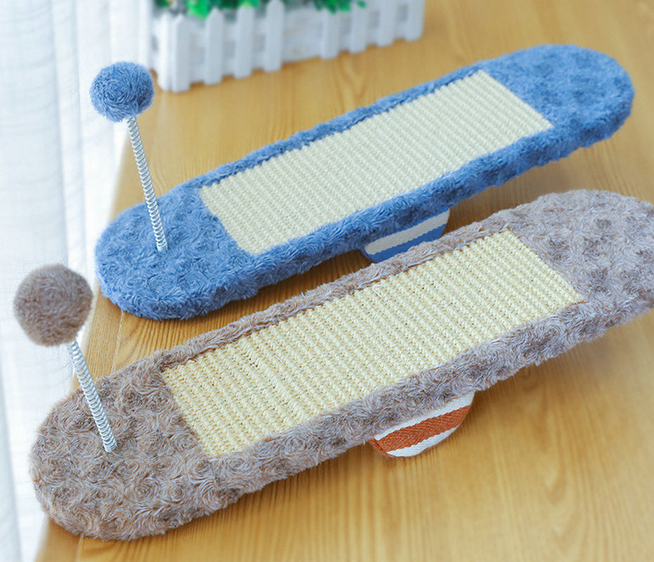 Cat Toy Scratcher with Ball Interactive Durable Kitty Seesaw Scratching Pad Pet Scratch Sofa Bed for Small Medium Cats