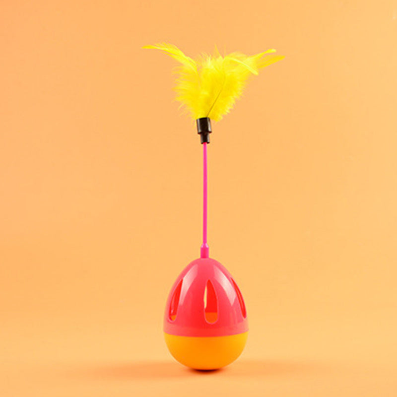 Cat Ball Feather Toy Interactive Cat Teaser & Automatic Spinning Tumbler Ball with Chirp Sound and Food Dispenser for Cats Kitten