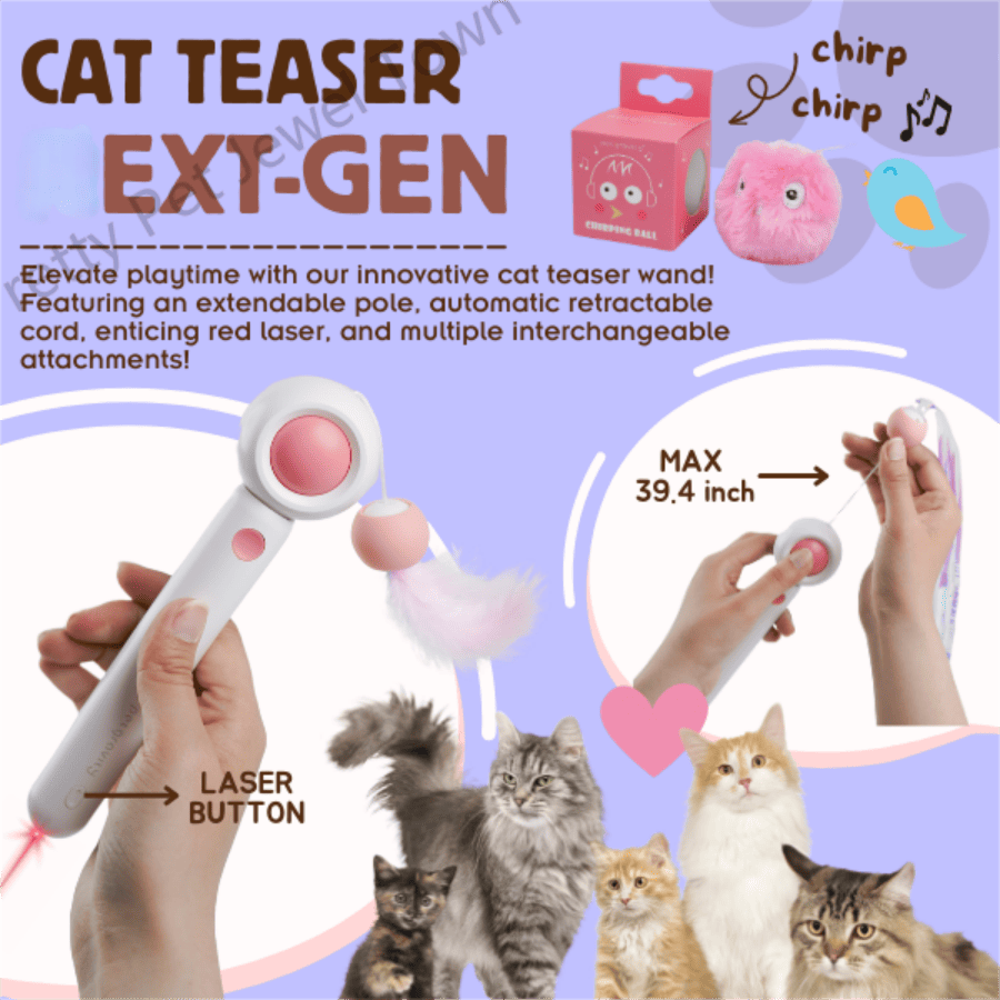 Cat Toy Two Product Sets, Including Retractable Laser Cat Toy Stick + Intelligent Bird Call Cat Toy Interactive Ball, Pet Fun Products, Pet Interactive Toy,Cat Teasing Laser Pointer Christmas Gift