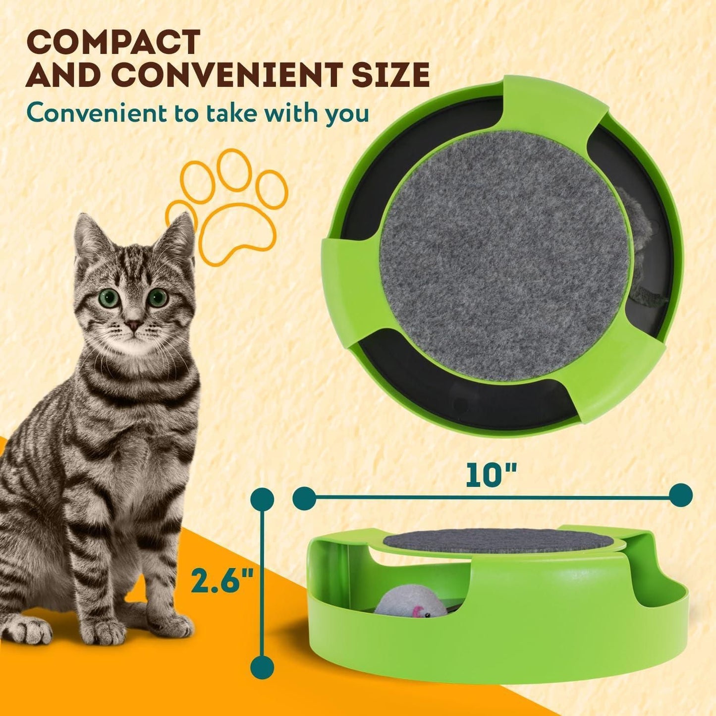 Interactive Cat Toys for Indoor Cats Green Spinning Interactive Cat Toy 0.5 Lb Plastic Interactive Kitten Toys 360 Degrees Moving Cat Toy Mouse with Scratch Pad